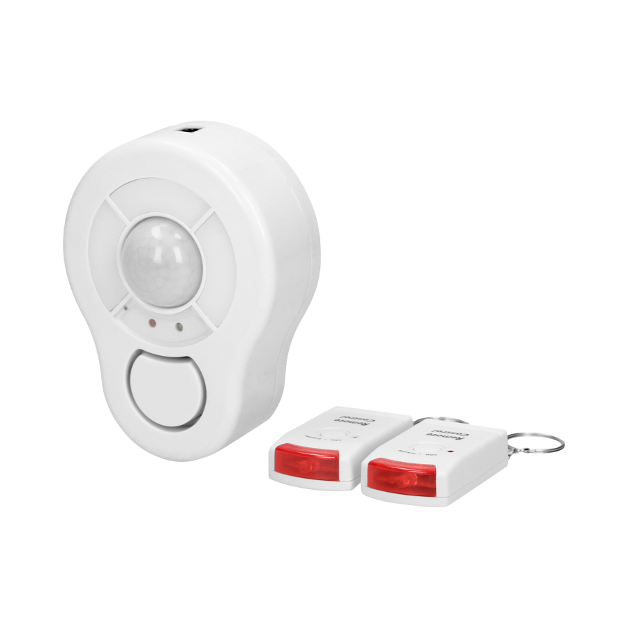 Ceiling wireless mini alarm with an in-built siren and remote control unit, 5m, battery operated