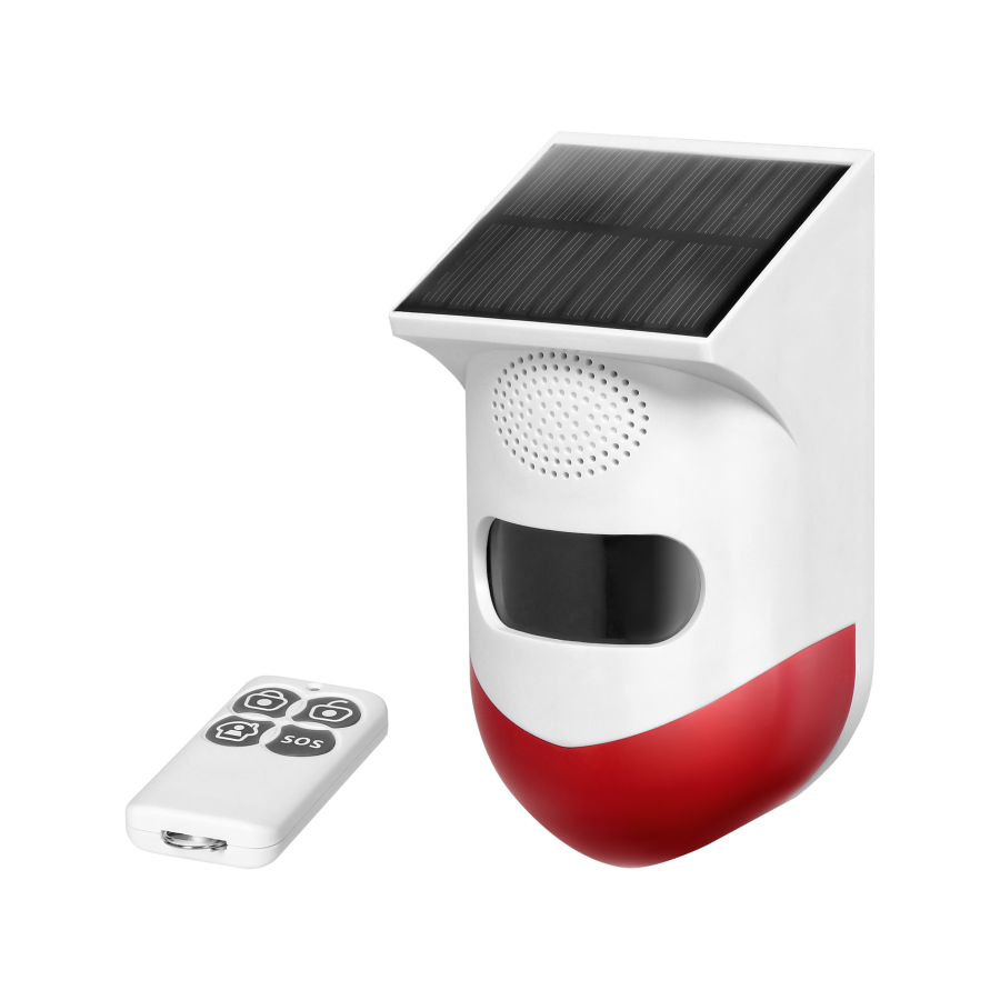 Solar PIR alarm with build-in siren, Wi-Fi and remote control, compatible with TUYA