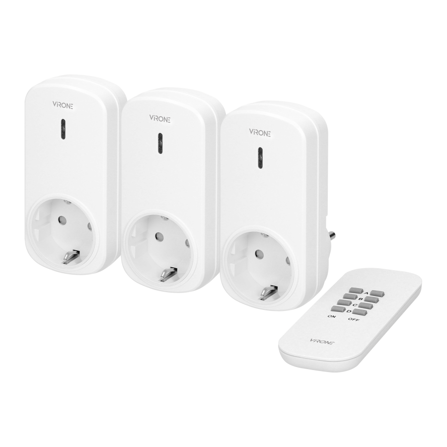 Set of wireless sockets with remote control, 3+1, Schuko