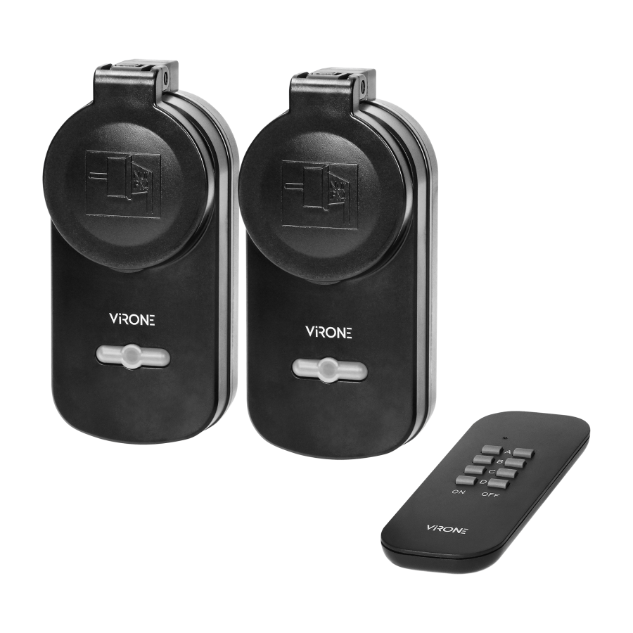 Set of wireless sockets with a remote control unit, 2+1, IP44, Schuko