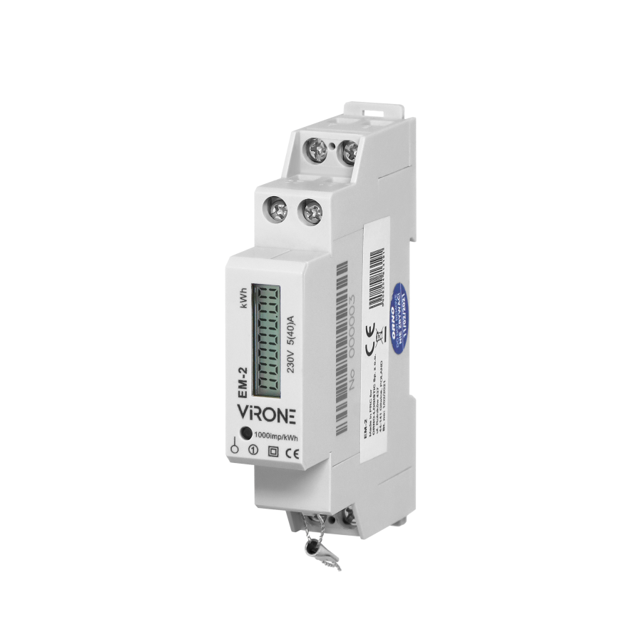 Single-phase energy meter, 40A, impulse output, 1 module, DIN TH-35mm