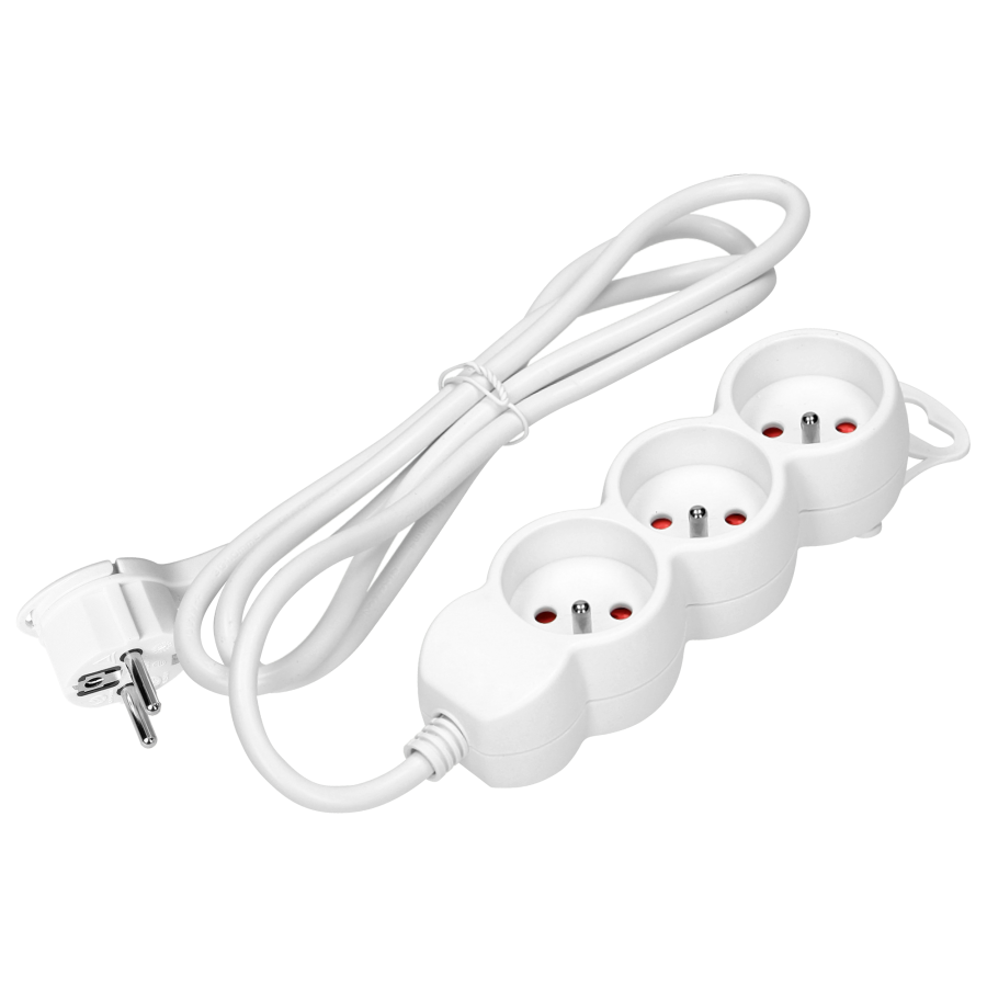 Extension sockets 3x 2P+E , 1.5m  H05VV-F 3x1.5mm2, Imax   16A, white