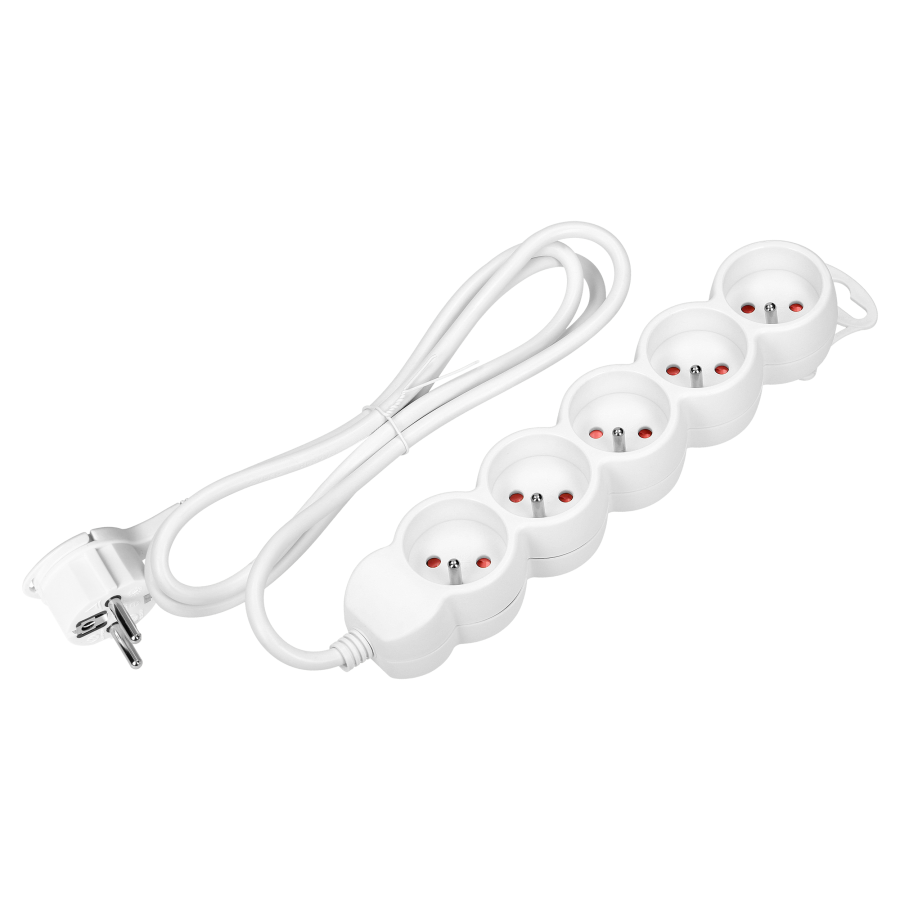 Extension sockets 5x 2P+E , 1.5m  H05VV-F 3x1.5mm2, Imax 16A, white