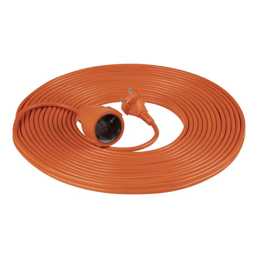 Extension cord, PVC IP20 20m 1x2P, H03VV-F 2x1mm²