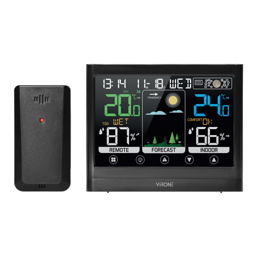 Multifunctional wireless weather station, touch buttons