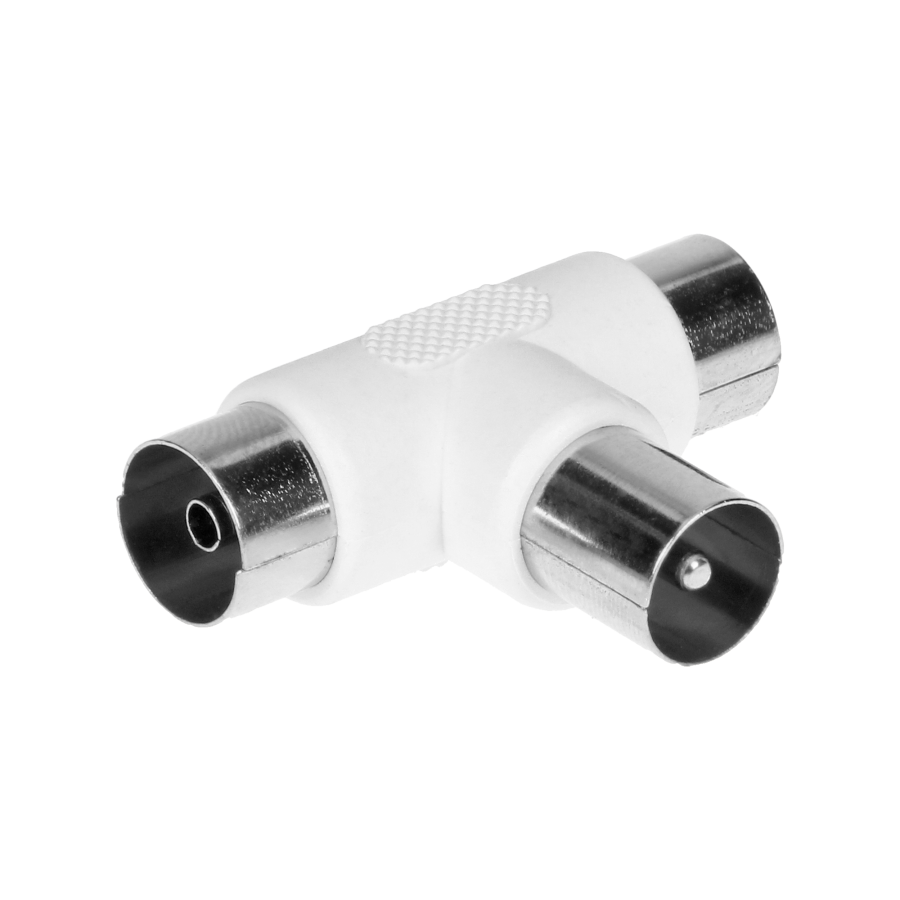 TV T-connector, plug / 2x socket