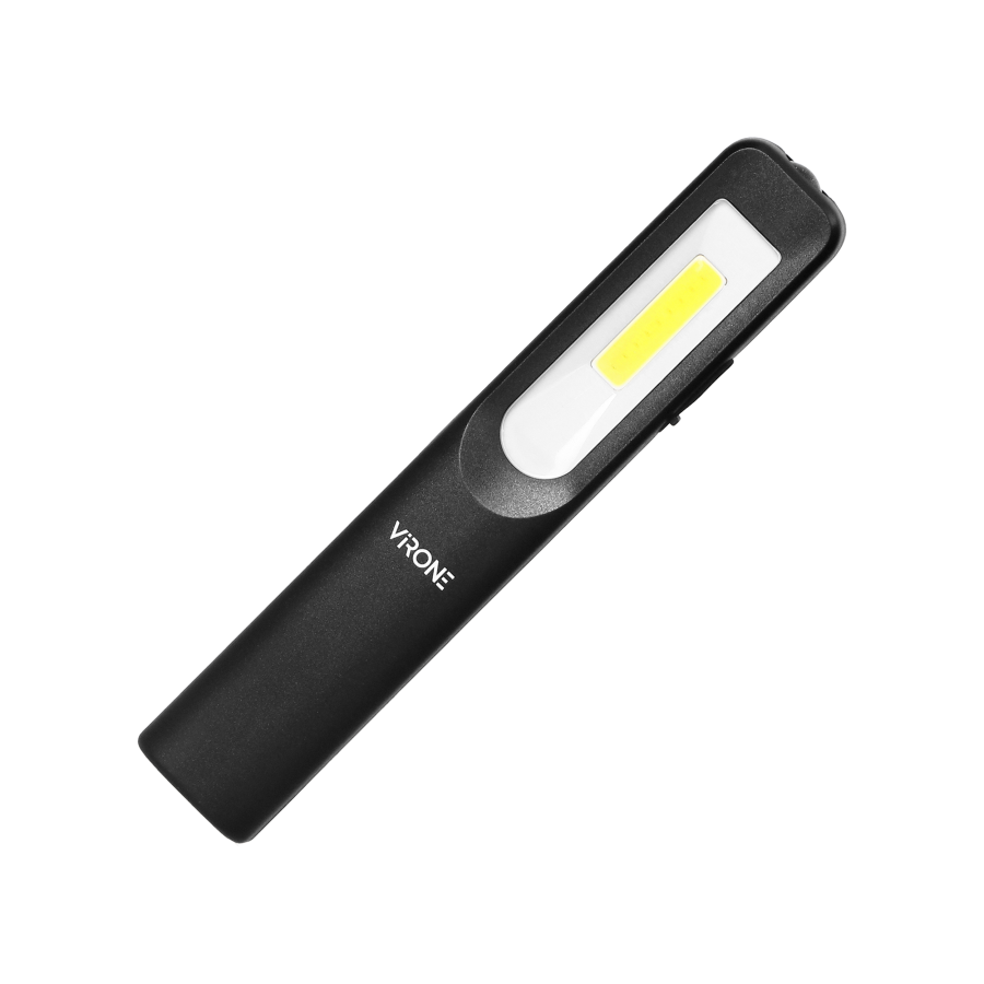 Latarka warsztatowa LED 3W 200lm + 50lm, 1200mAh, 3 tryby: 100%, 50%, dioda frontowa, magnes, klips