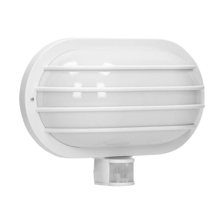 LASO garden lamp with 180° motion sensor and a screen , 1x60W, E27, IP44, plastic, white