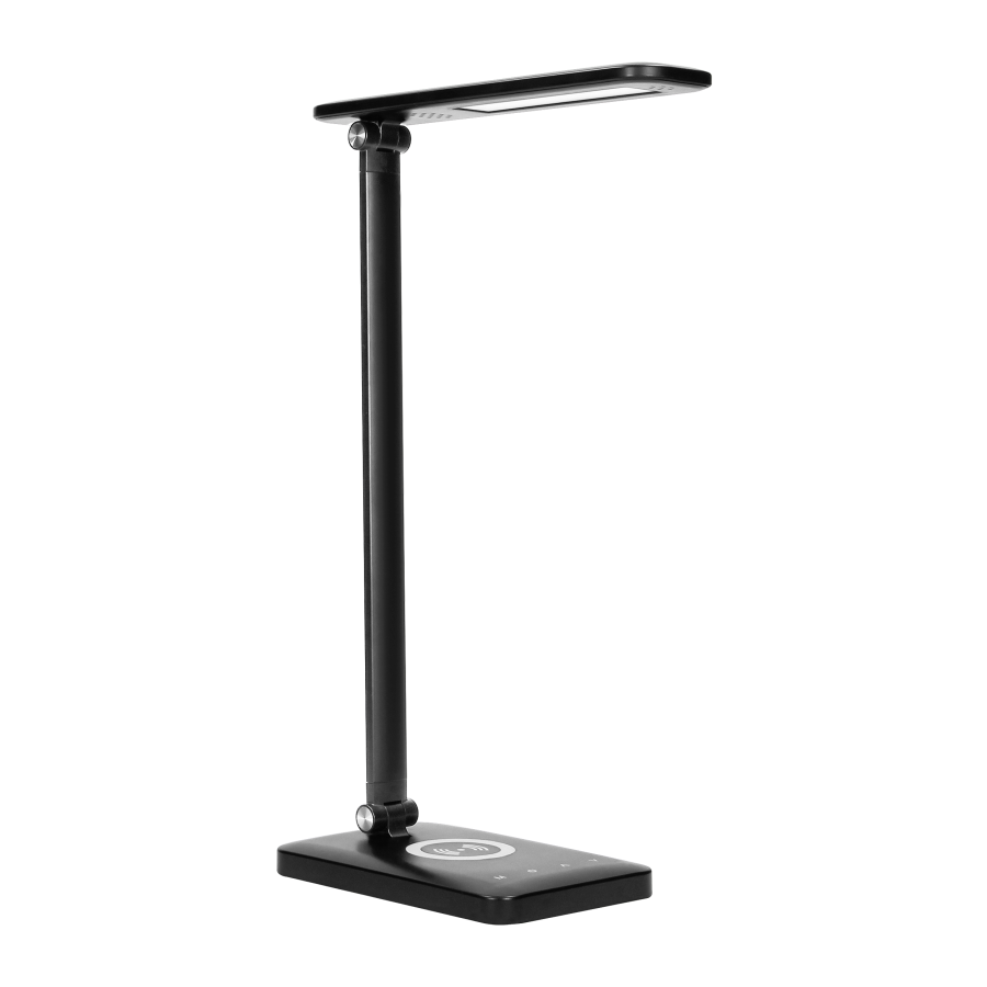 ISIYO LED 7W desk lamp with wireless charger and USB port, 390lm, 3000-4000-6000K, color temp. adjustment, dimmer, black