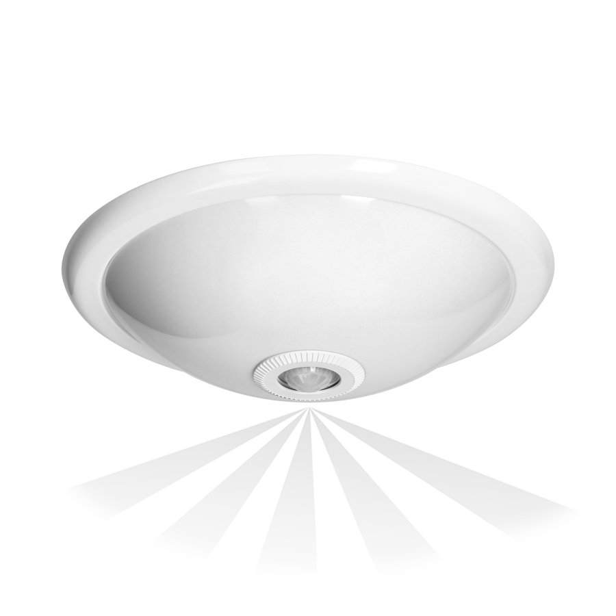 ROVO PC, lighting fixture with 360° motion sensor, 2x40W, E27, IP20, policarbon, milky shade