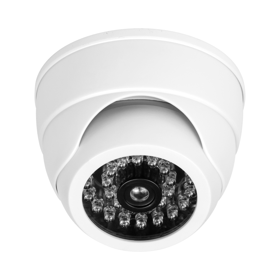 Dummy security CCTV camera with infrared, battery-powered, MINI, white