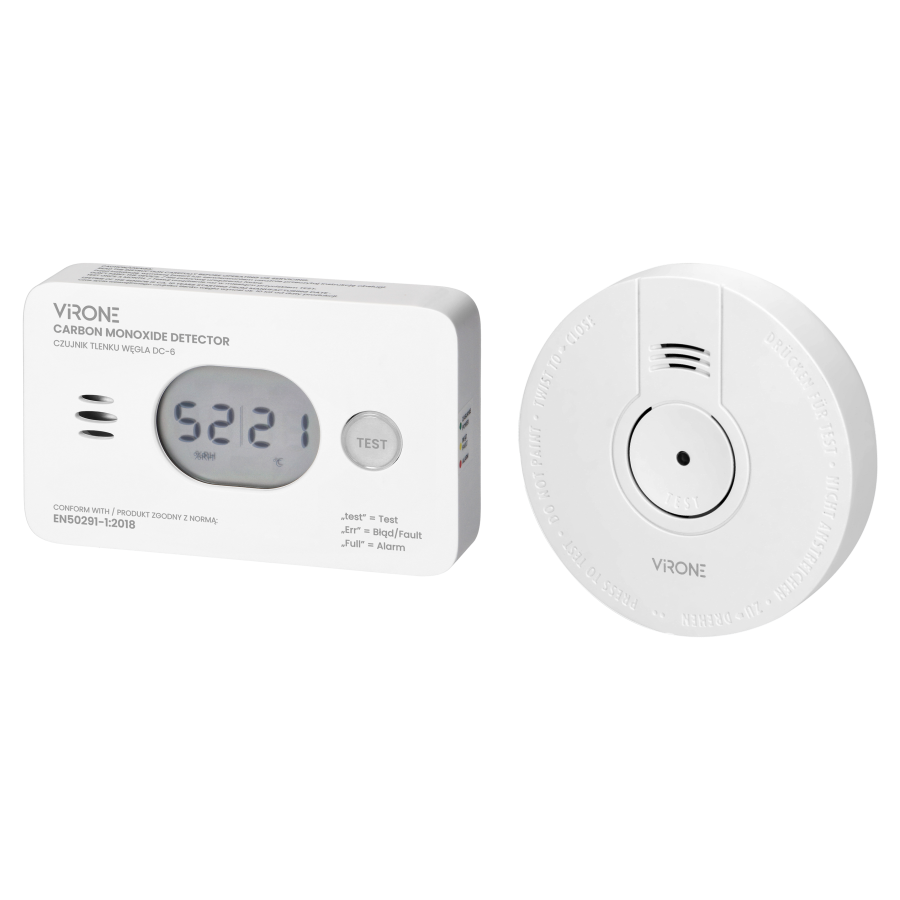 Set of battery-operated smoke and carbon monoxide detectors