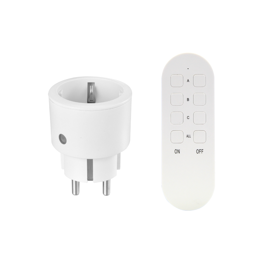 MINI wireless socket with remote control, Schuko, 1+1, 2300W